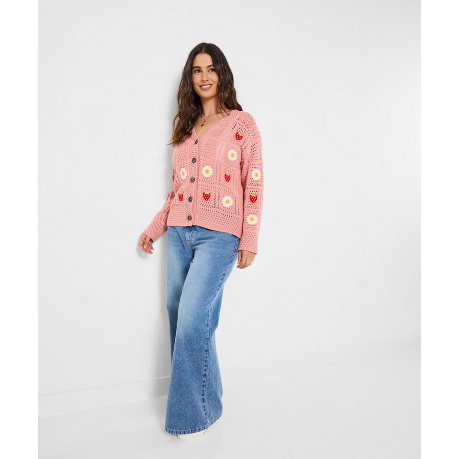 Joe Browns Cardigan mit Erdbeer- und Gänseblümchenstickerei  
