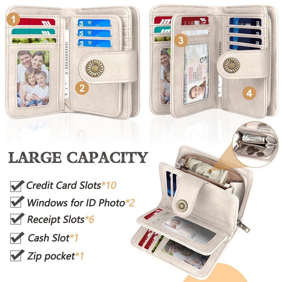 Only-bags.store Portafoglio Grande Capacità Pelle PU Vintage  