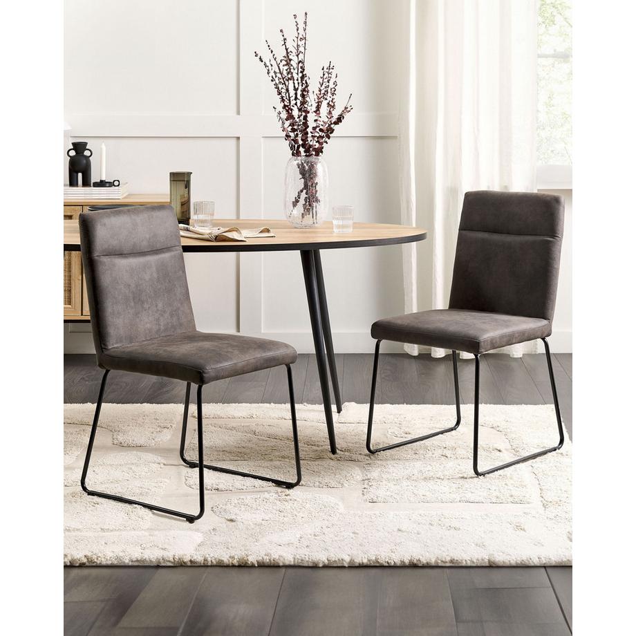 Beliani Lot de 2 chaises de salle à manger en Tissu Rétro NEVADA  