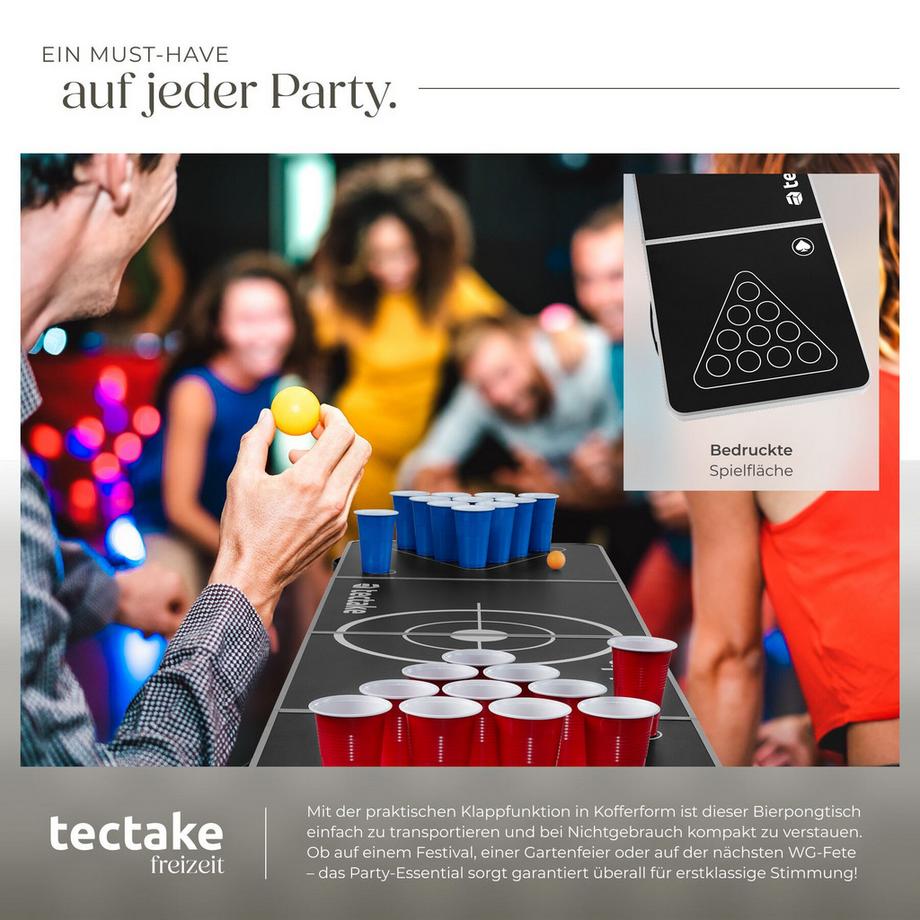 Tectake  Bierpong-Tisch Brew Battle aus Aluminium klappbar und höhenverstellbar 