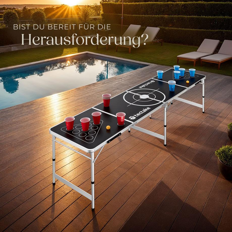 Tectake  Aluminium Bierpongtisch Brew Battle klappbar höhenverstellbar 