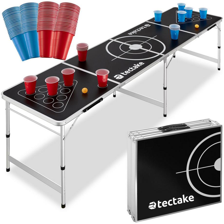 Tectake  Bierpong-Tisch Brew Battle aus Aluminium klappbar und höhenverstellbar 