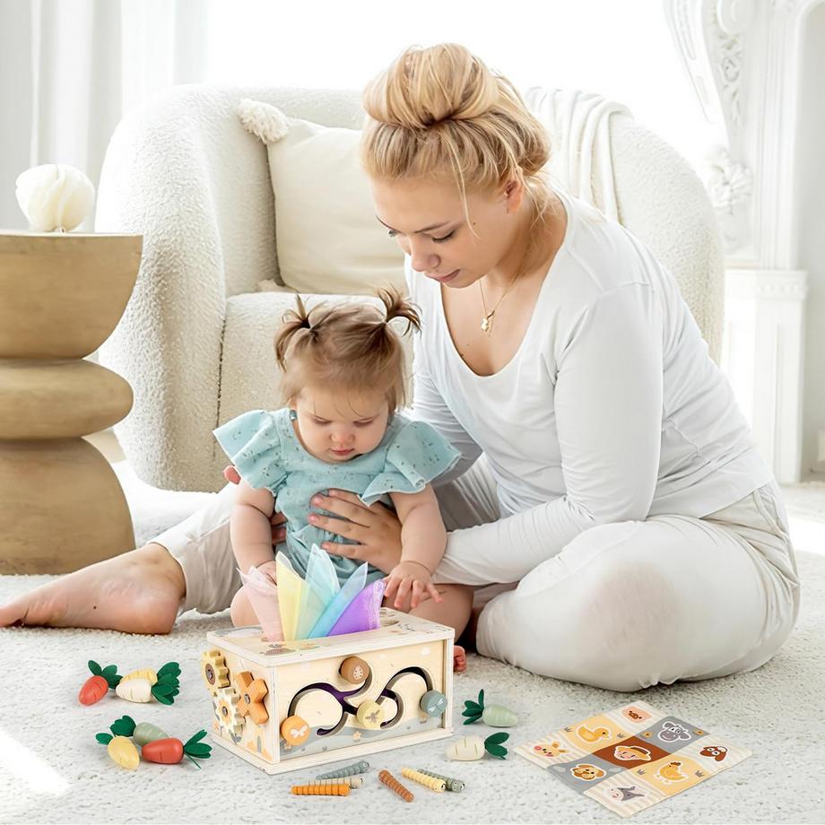 Activity-board  6 in 1 Stoffbox Babyspielzeug von Motor Toys 