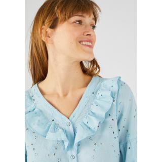 Damart  Bluse mit Rüschen und Lochstickerei 