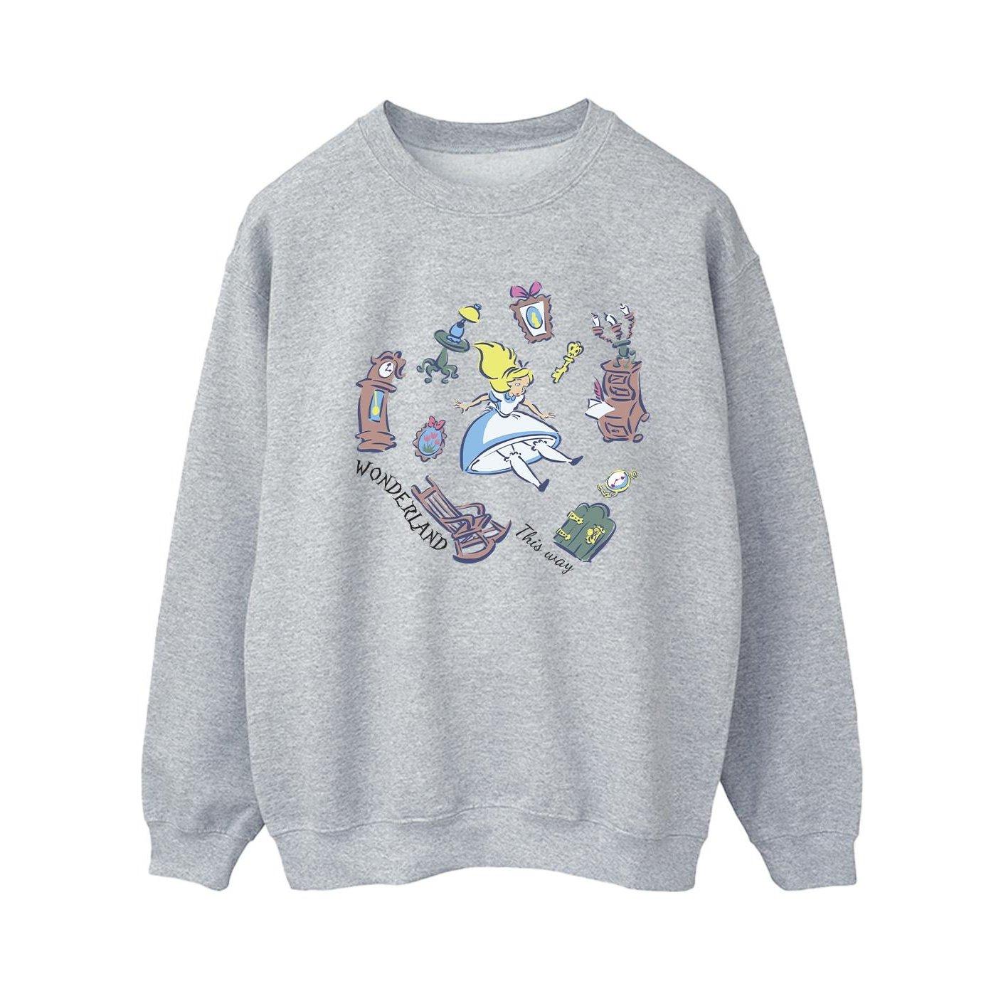 Image of Alice In Wonderland Falling Sweatshirt Damen Grau M