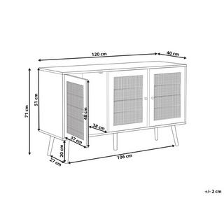 Beliani Sideboard mit 3 Türen aus Rattan Boho PEROTE  