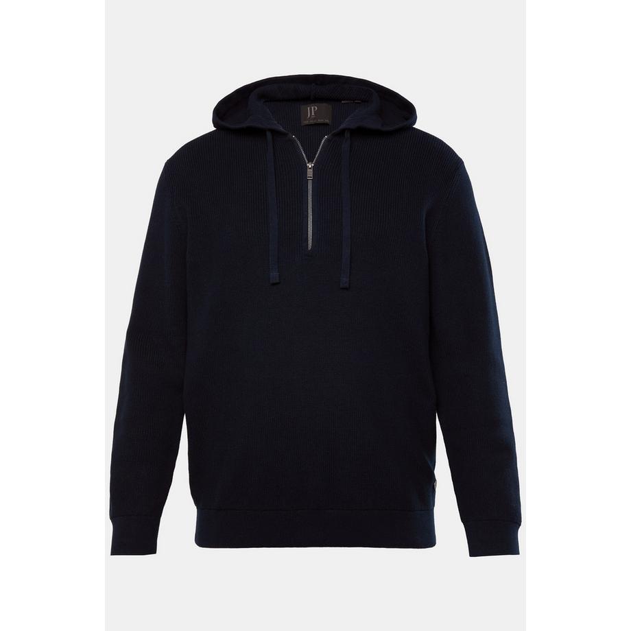 JP1880 Maglione con cappuccio a costine con cerniera  