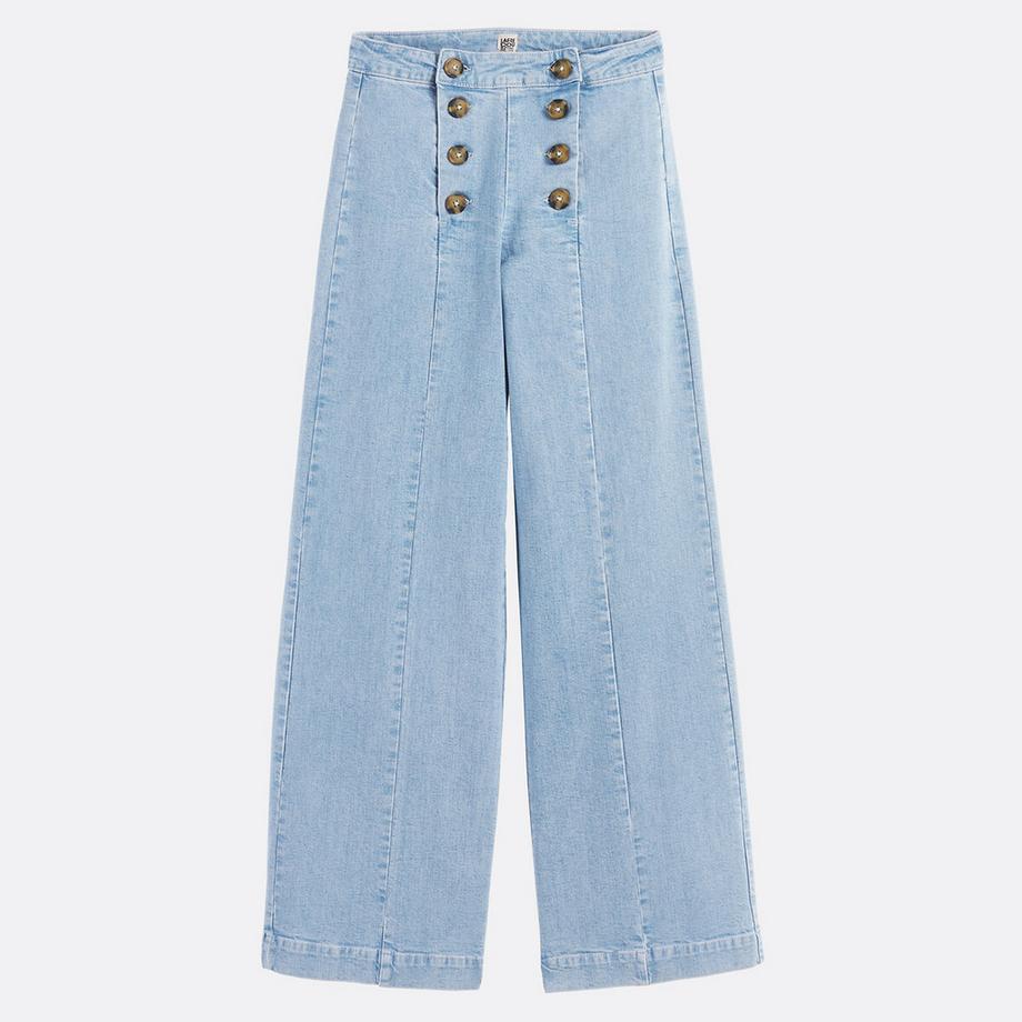La Redoute Collections Weite High-Waist-Jeans mit Hosenklappe  