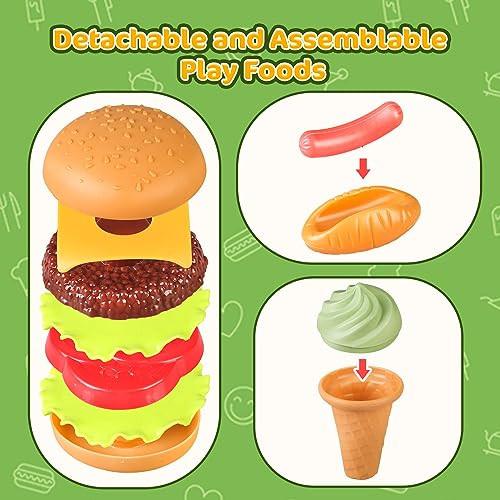 Activity-board  Accessoires de cuisine pour enfants, accessoires de cuisine avec panier de pique-nique, jouets alimentaires 103 pièces, jeux de rôle pour enfants 