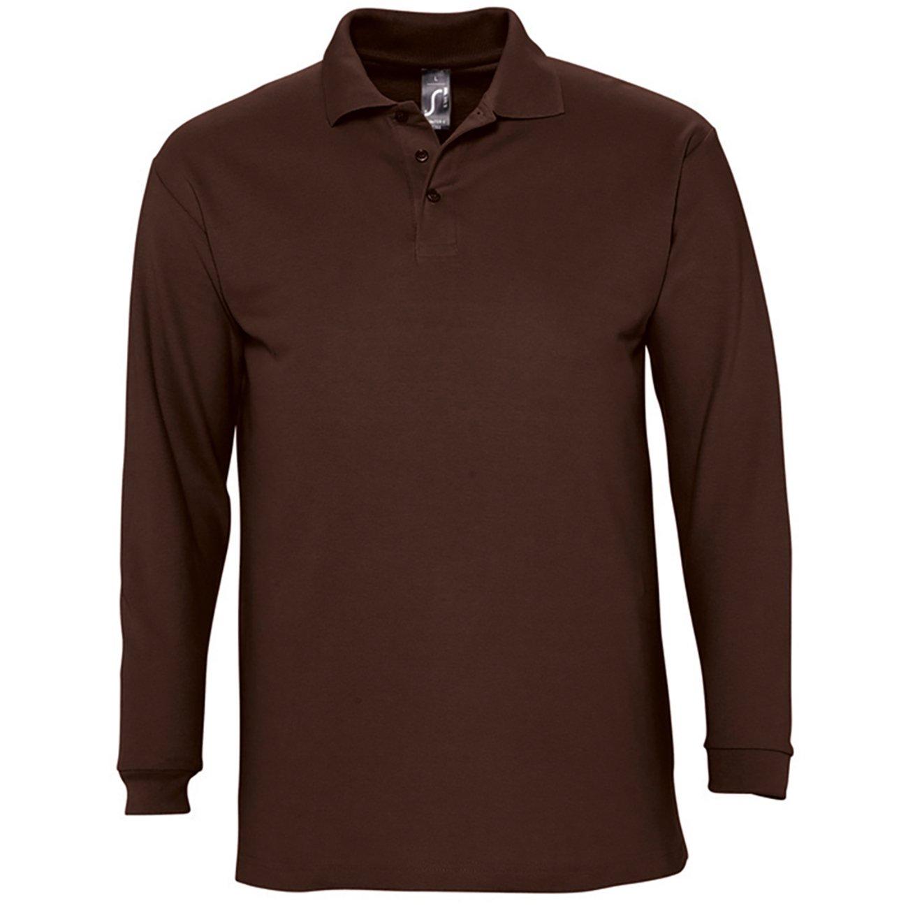 Image of Winter Ii Pique Langarmshirt Poloshirt, Langarm Herren Braun M
