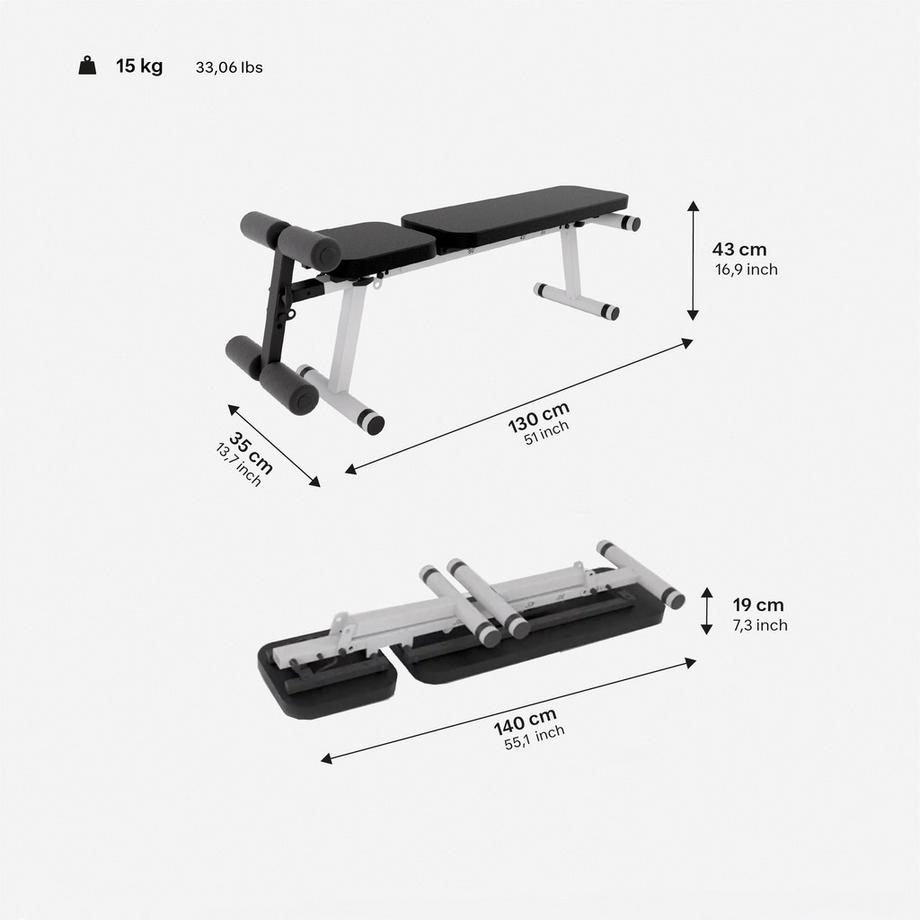 DOMYOS  Banc de musculation pliable et inclinable Bench 500 
