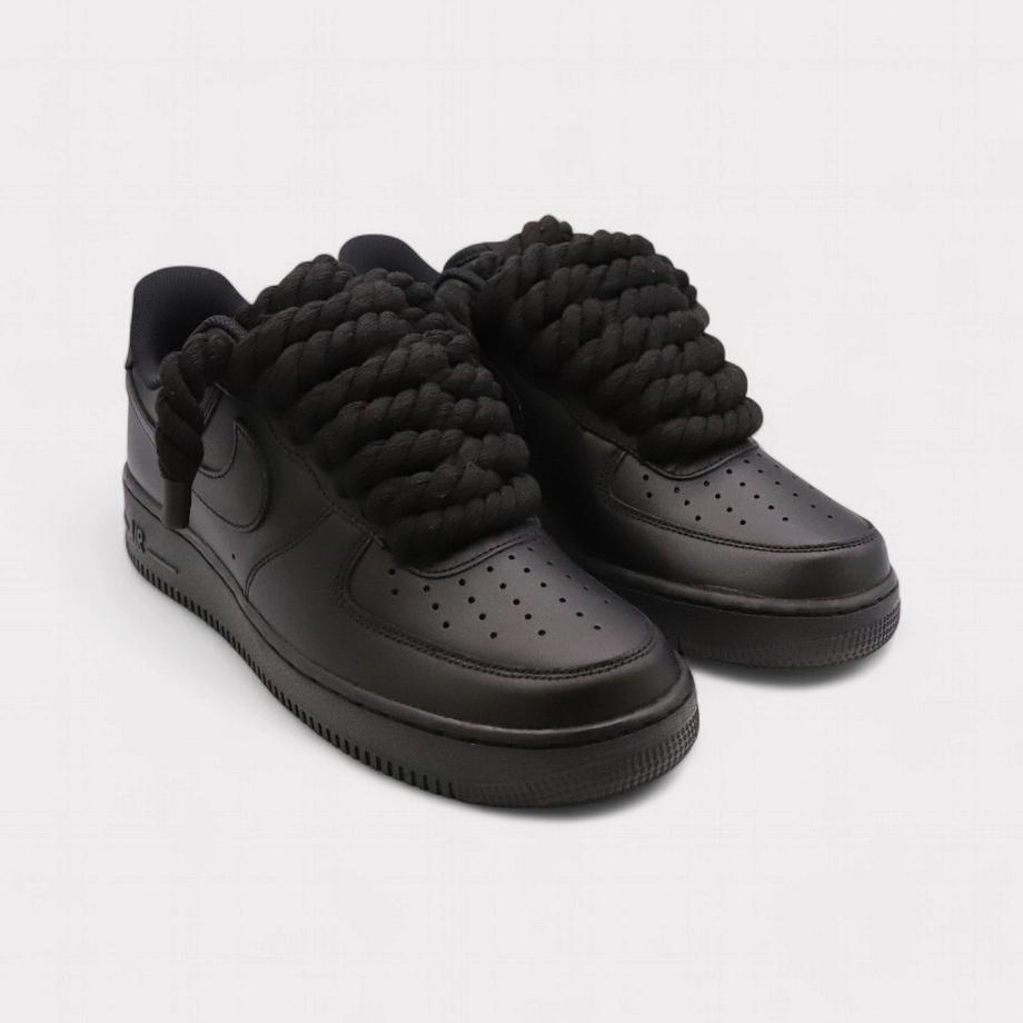 NIKE Air Force 1 Rope Lace Black Sneakers  
