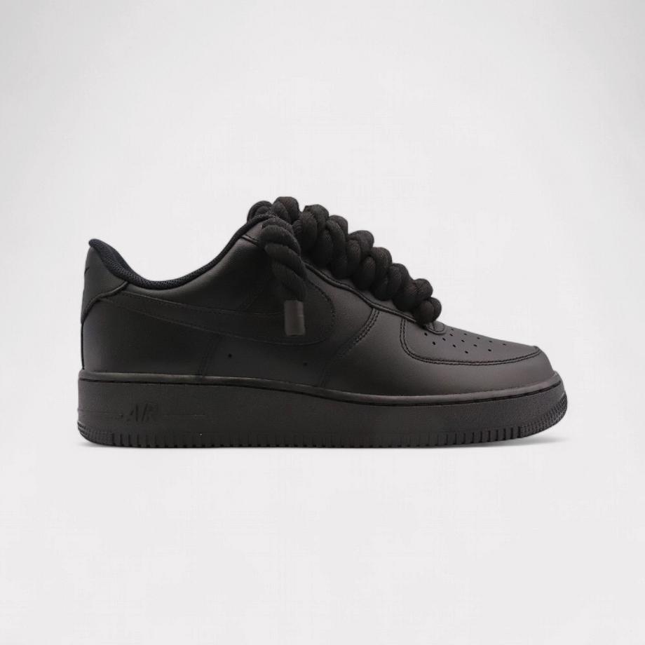 NIKE Air Force 1 Rope Lace Black Sneakers  