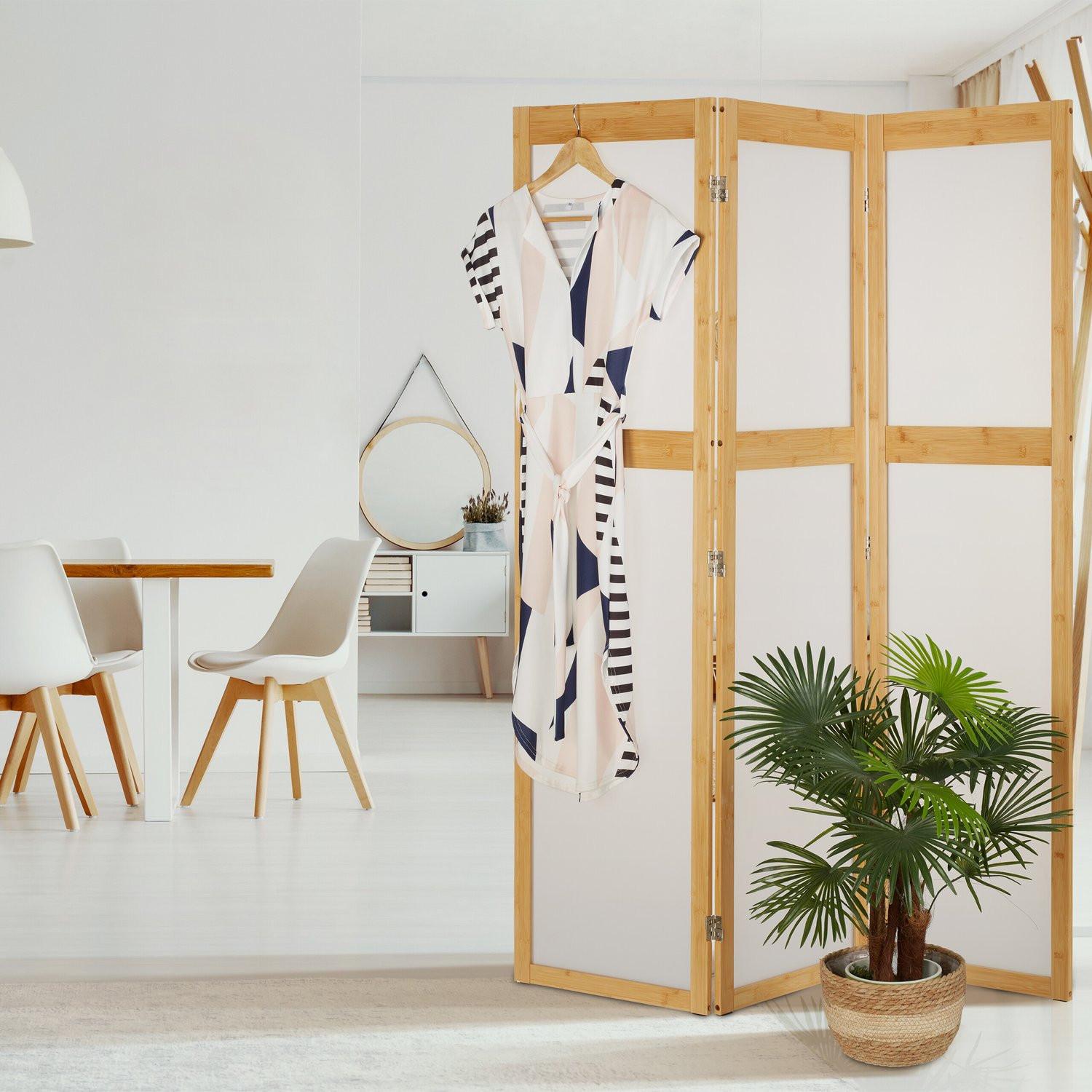 B2X Paravent en 3 parties avec cadre en bambou  