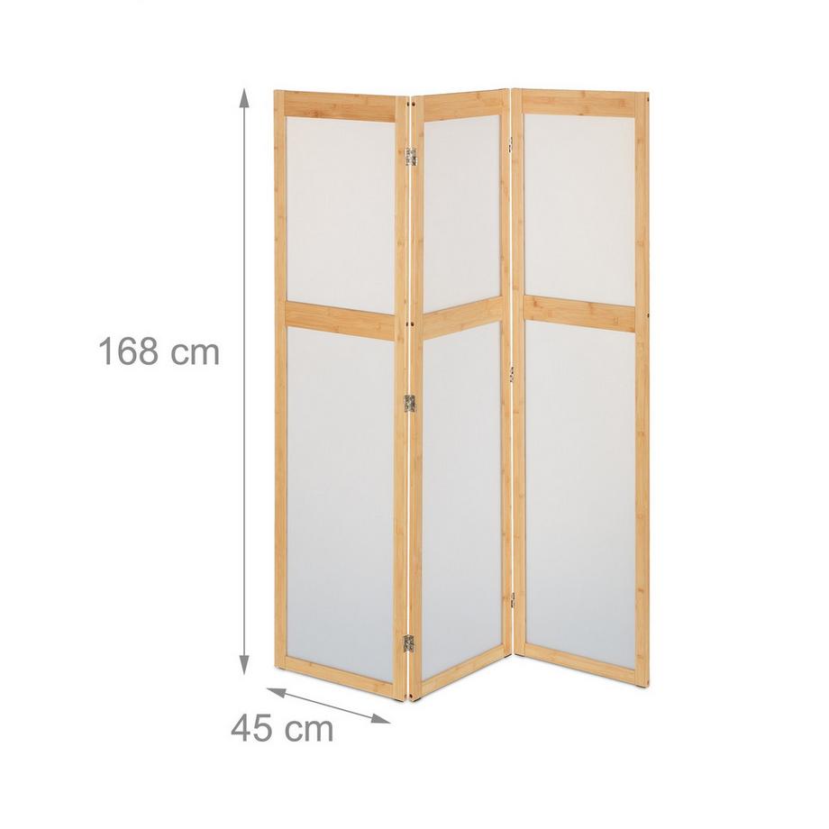 B2X Paravent en 3 parties avec cadre en bambou  