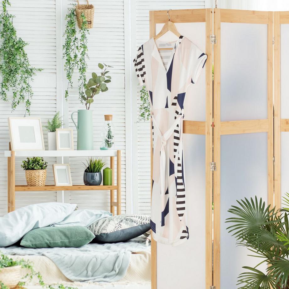 B2X Paravent en 3 parties avec cadre en bambou  