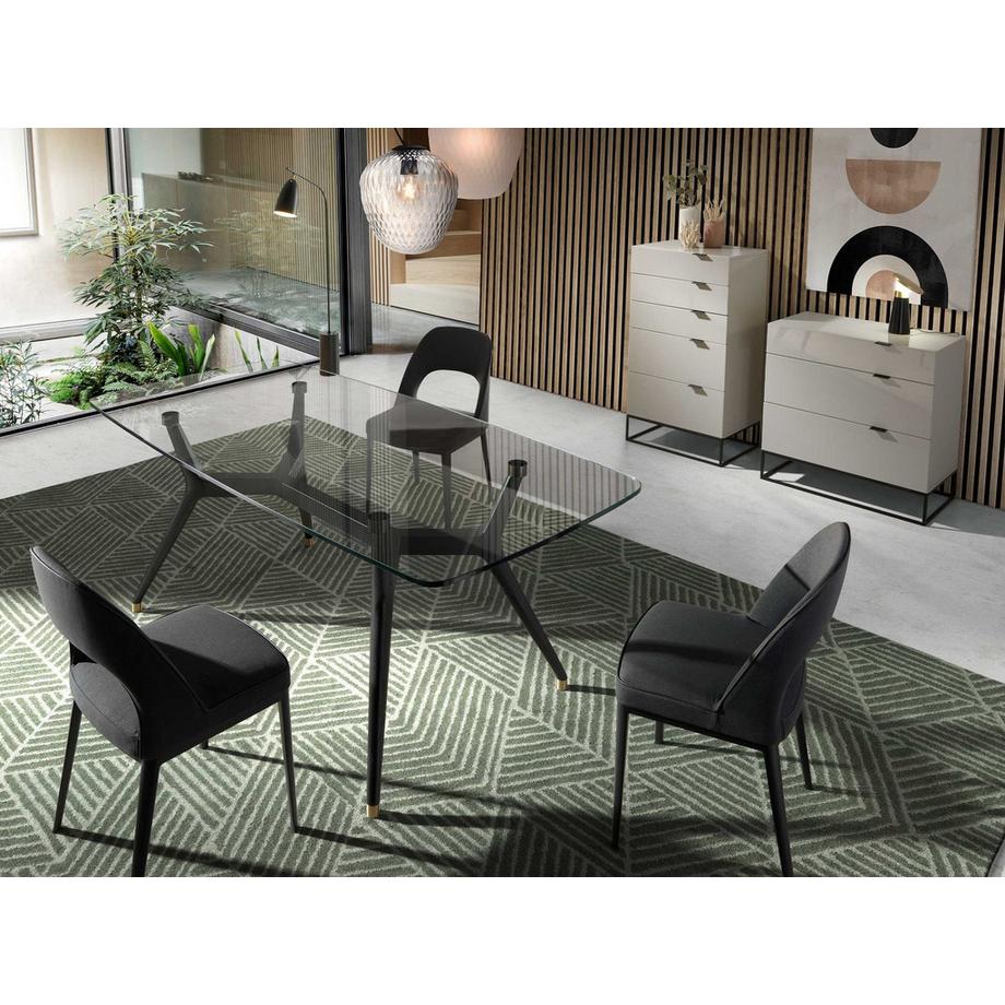 ANGEL CERDA Cassettiera legno grigio e acciaio nero  