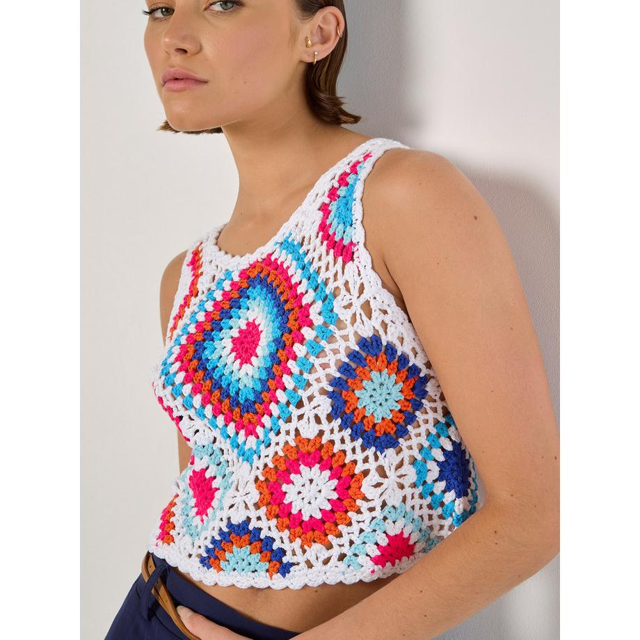 APRICOT Gilet corto all'uncinetto Diamond Crochet  