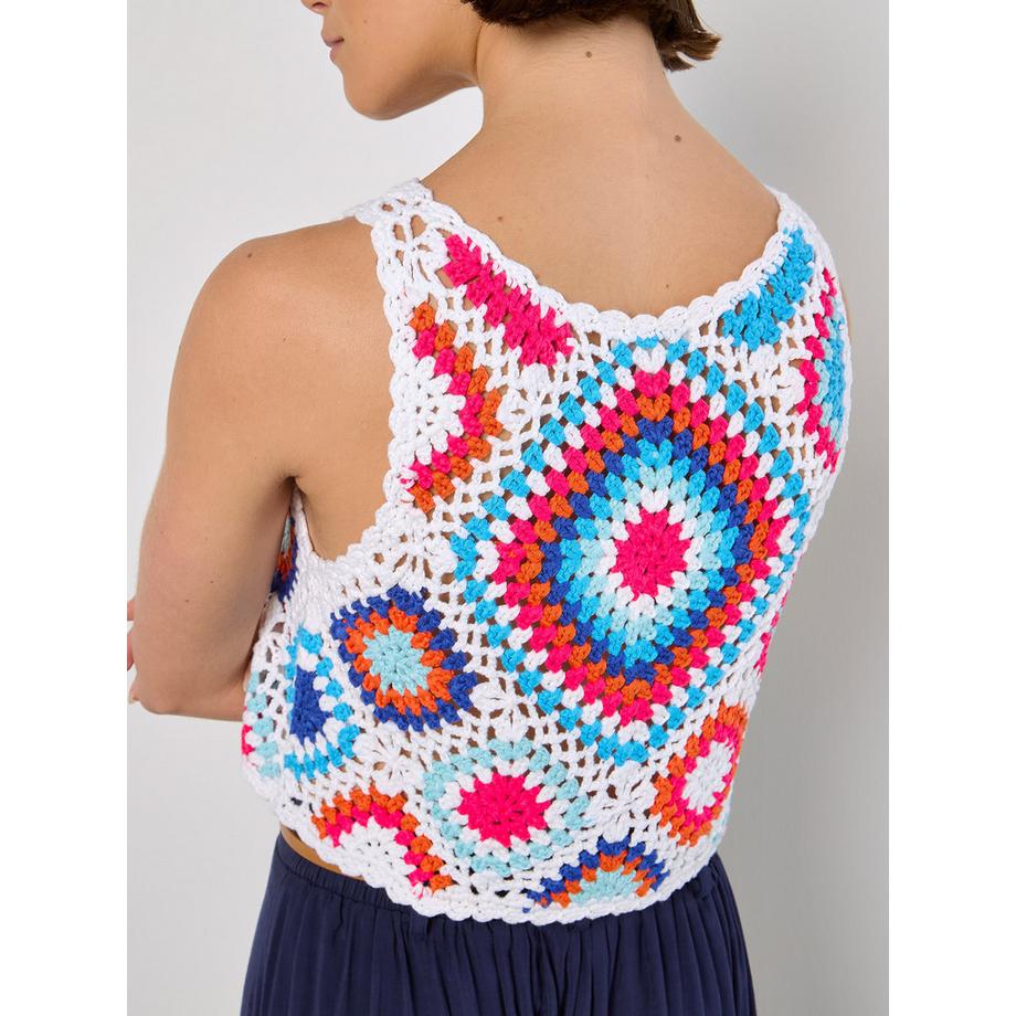 APRICOT Gilet corto all'uncinetto Diamond Crochet  