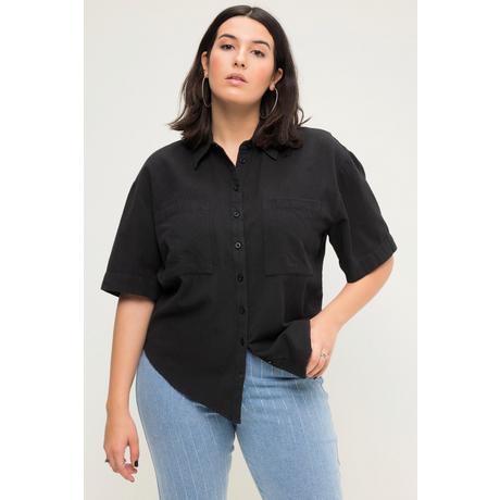 Studio Untold  Blouse oversized en lin mélangé, col chemise et manches courtes 