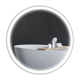 Northio Specchio da bagno con illuminazione a LED, Ø 60 cm Specchio illuminato con funzione touch, funzione memory, antiappannante con cornice in alluminio  