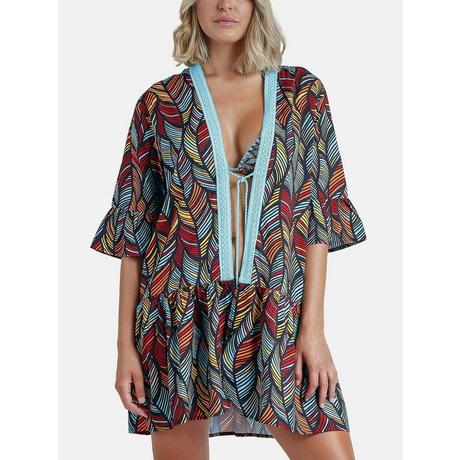 Admas  Caftan de plage Ethnic Feathers 