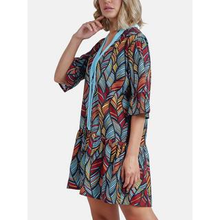 Admas  Caftan de plage Ethnic Feathers 