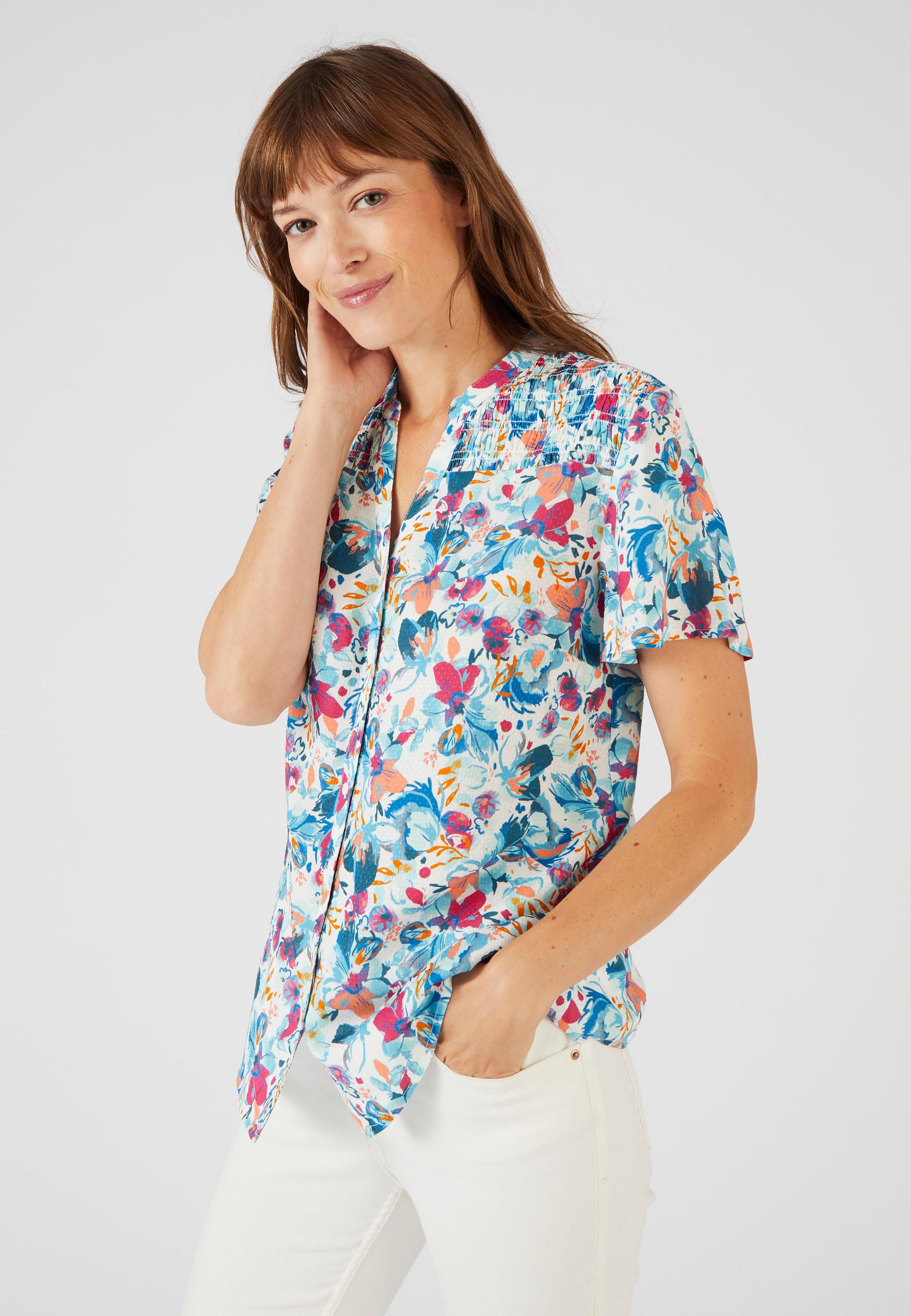 Image of Gesmokte Bluse, Climatyl. Damen Braun 38