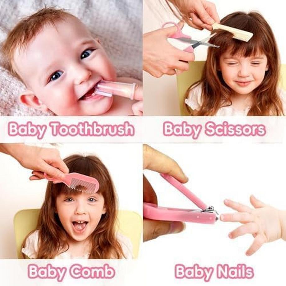 Alopini  Kit de Sécurité et de Toilettage pour Bébé avec Brosse à cheveux, Peigne, Coupe-ongles, Ensemble de Base pour Bébé pour Nouveau-né 