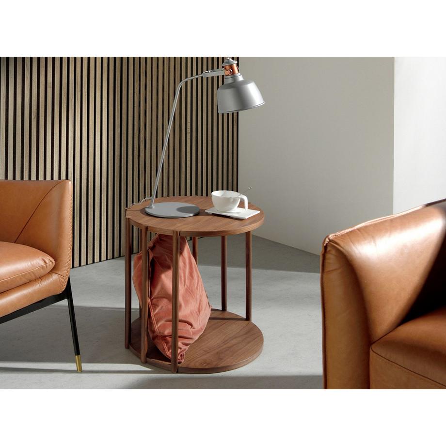 ANGEL CERDA Tavolo angolare rotondo in noce  