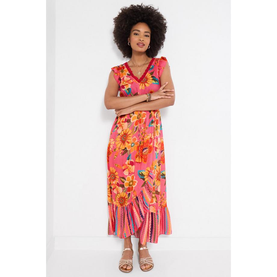 Joe Browns Abito Maxi con Gonna Avvolgente e Dettaglio a Frange  