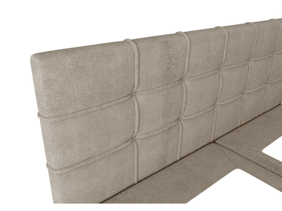 Ysmée Ensemble complet literie déco tête de lit capitonnée + sommiers coffre + matelas + surmatelas - 180 x 200 cm - Tissu - Taupe - KIDA de YSMÉE  