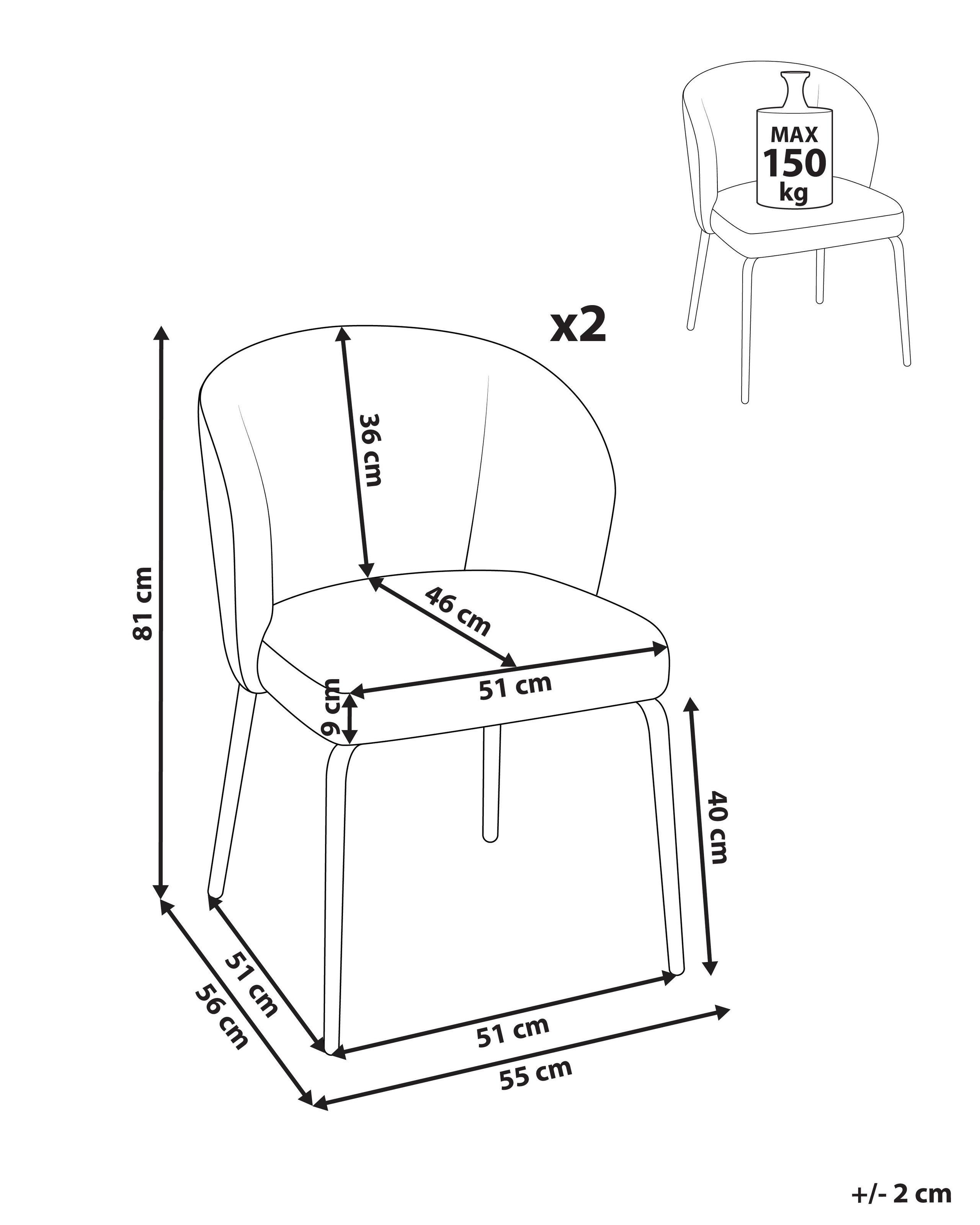 Beliani Lot de 2 chaises de salle à manger en Tissu Moderne ZANA  