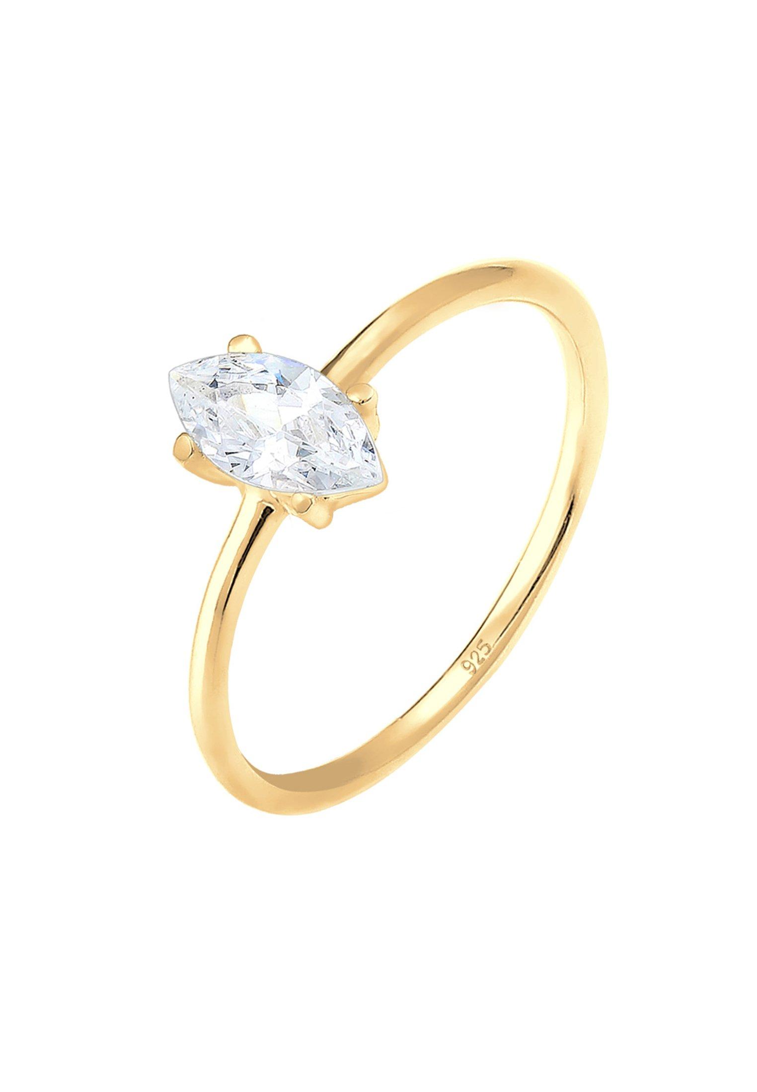 Image of Ring Verlobung Marquise Zirkonia Stein Damen Gold 52mm
