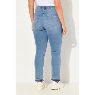 Ulla Popken  Jean Mary Sammy extensible, jambe étroite avec ourlet frangé 