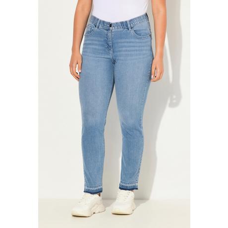 Ulla Popken  Jean Mary Sammy extensible, jambe étroite avec ourlet frangé 