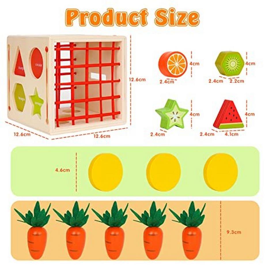 Activity-board  5 in 1 Spielzeug - Holzspielzeug, Babyspielzeug, Kinderspielzeug Sortierspiel Möhrenernte 