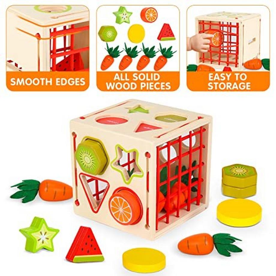 Activity-board  5 in 1 Spielzeug - Holzspielzeug, Babyspielzeug, Kinderspielzeug Sortierspiel Möhrenernte 