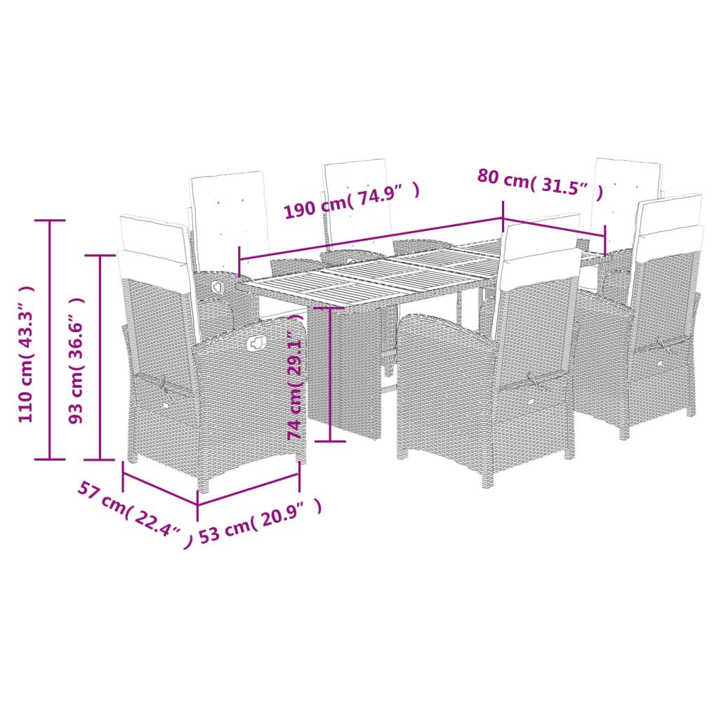 VidaXL set da pranzo da giardino Polirattan  