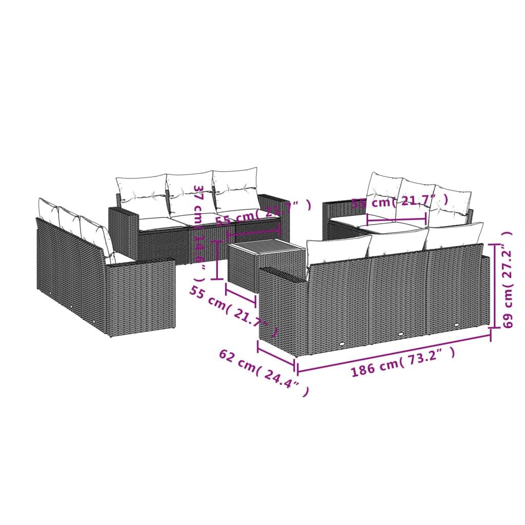 VidaXL Ensemble de canapés de jardin rotin synthétique  