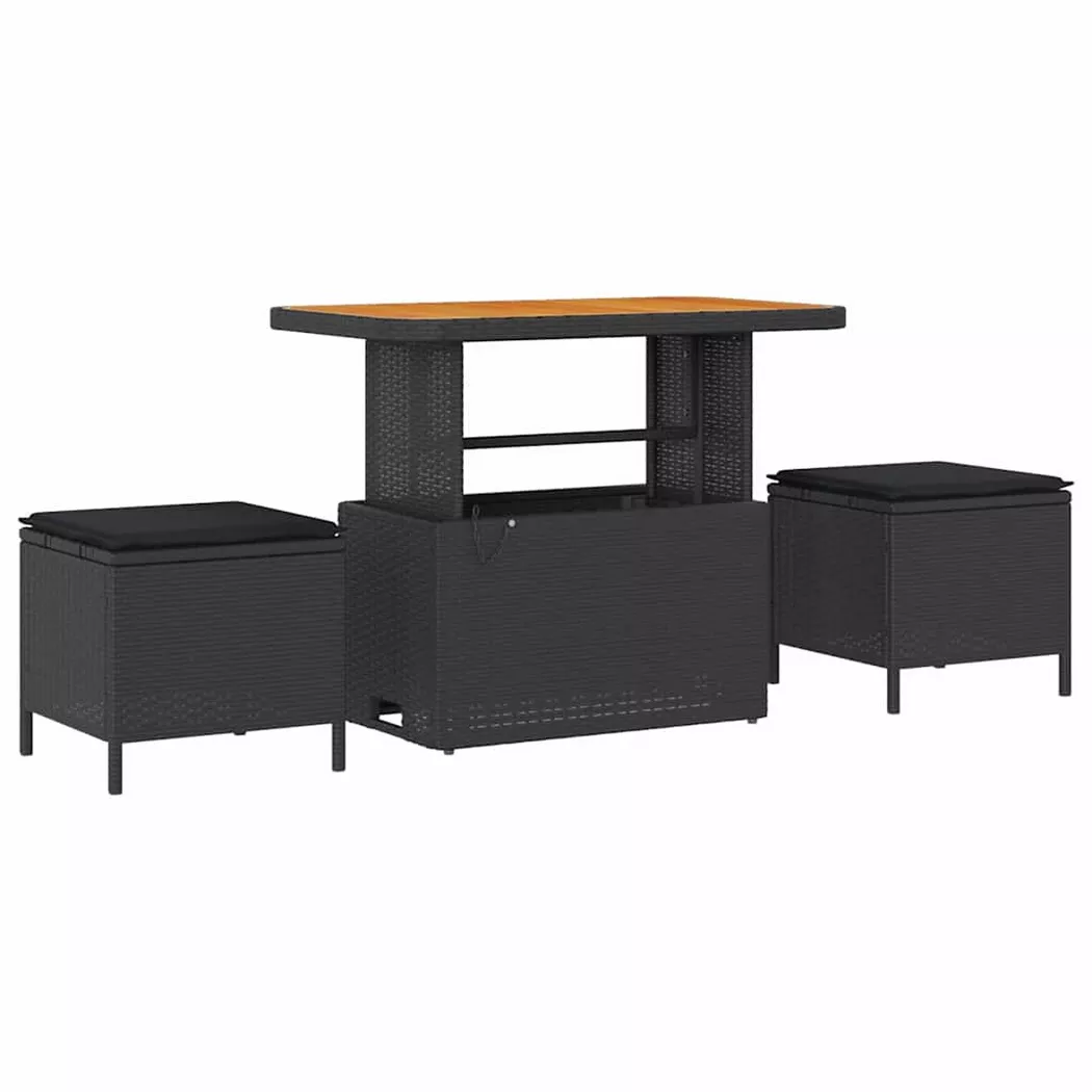 Set Da Pranzo Per Giardino 3 Pcs Nero Poly Rattan - Vidaxl