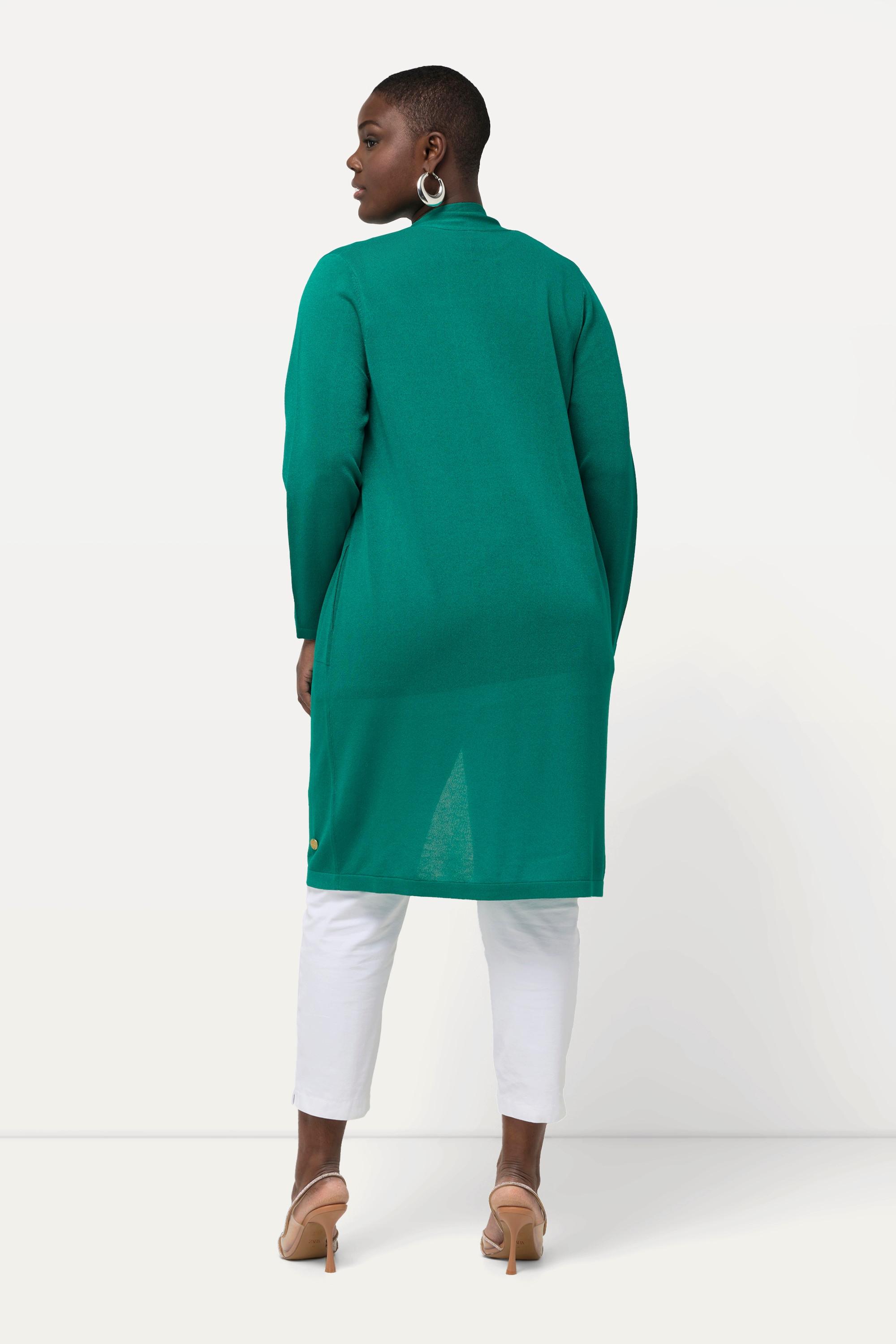 Ulla Popken Cardigan lungo glitter collo alto scollo a V  