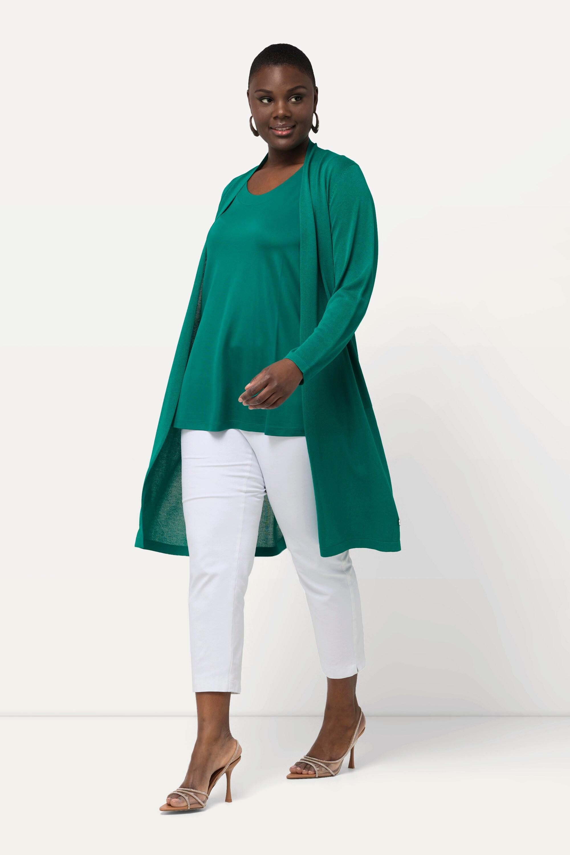 Ulla Popken Cardigan lungo glitter collo alto scollo a V  