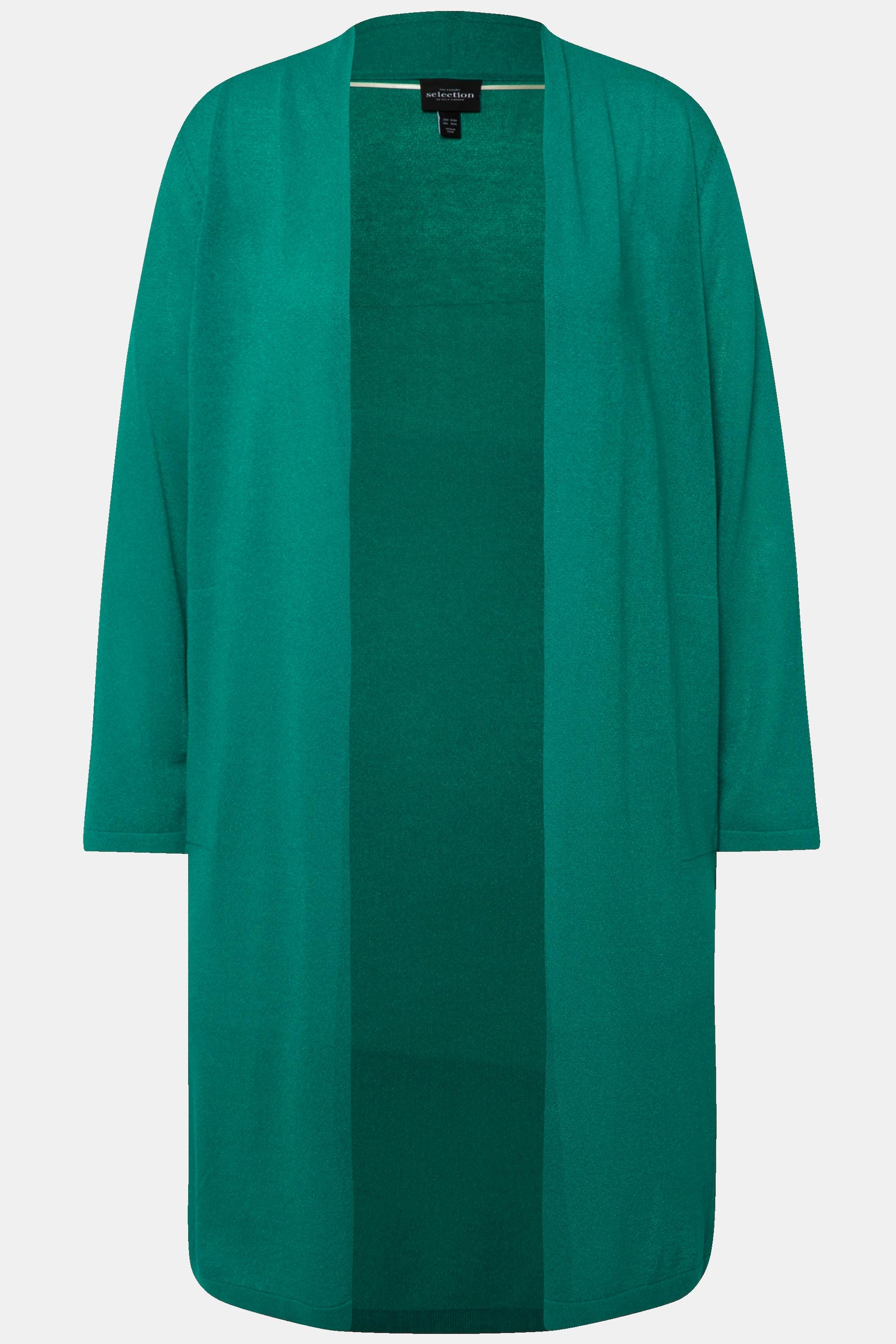 Ulla Popken Cardigan lungo glitter collo alto scollo a V  