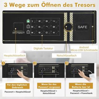 Northio Tresor Elektronischer Tresorschrank mit Digitaler Tastatur 45 L Safe Tresor 36 x 31 x 41 cm Schwarz  