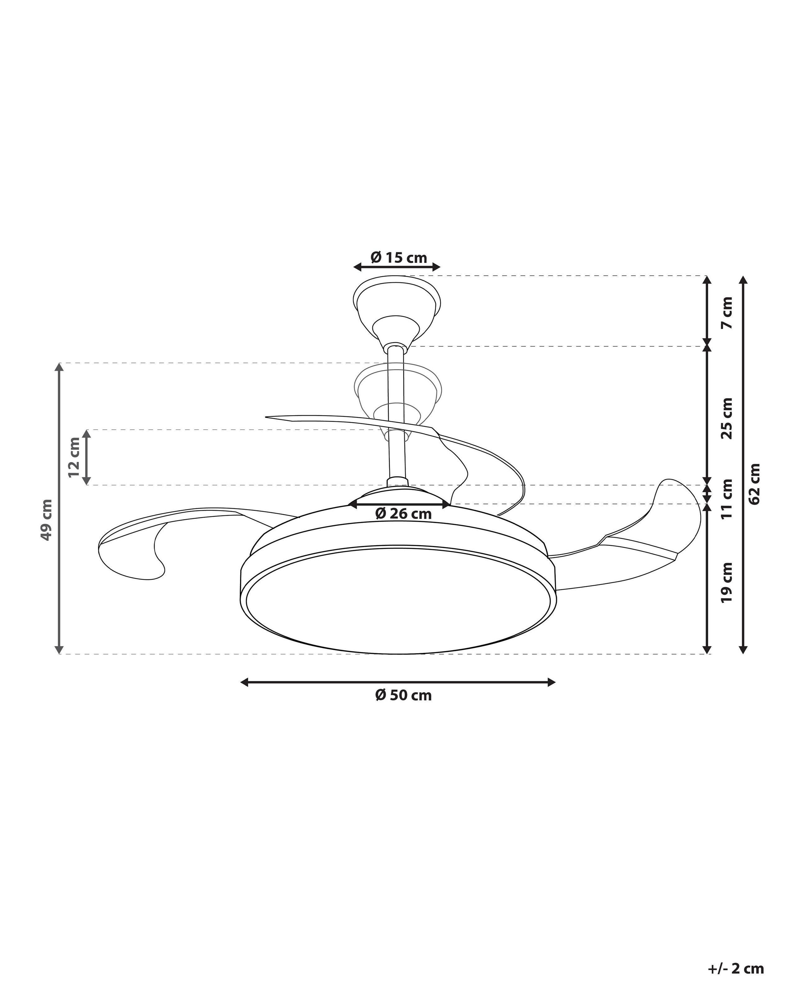 Beliani Ventilateur de plafond avec lampe en Acrylique Glamour IBAR  