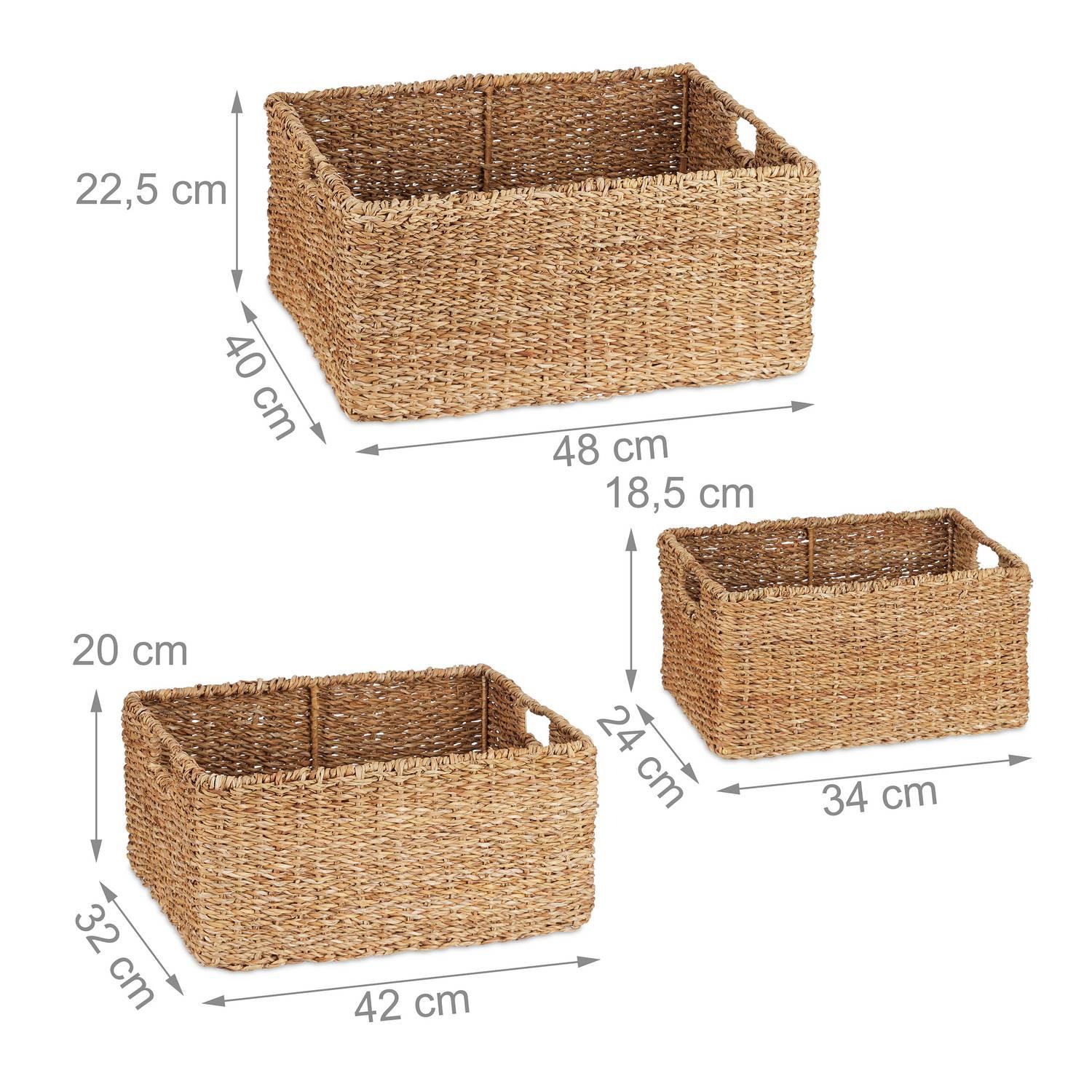 Northix Aufbewahrungskorb in 3 Teilen aus Seegras  