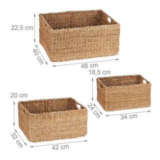 Northix Aufbewahrungskorb in 3 Teilen aus Seegras  