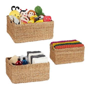 Aufbewahrungskorb in 3 Teilen aus Seegras