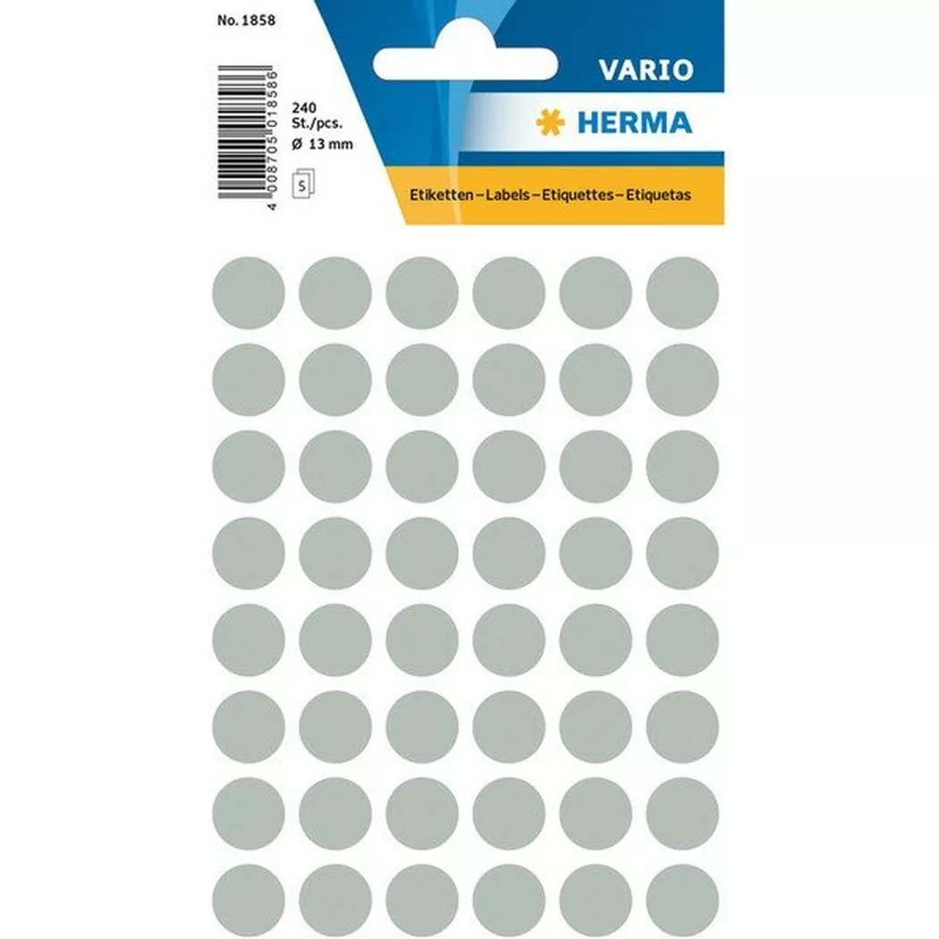 HERMA – Etiketten rund 13mm 1858 grau 240 Stück, One Size